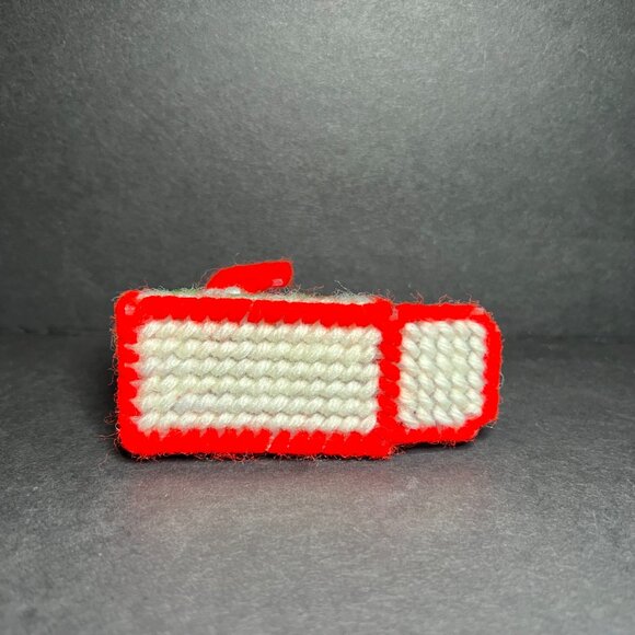 VTG Handmade Red, White & Green Holly Cross Stitch Mailbox Christmas Ornament - Picture 6 of 6